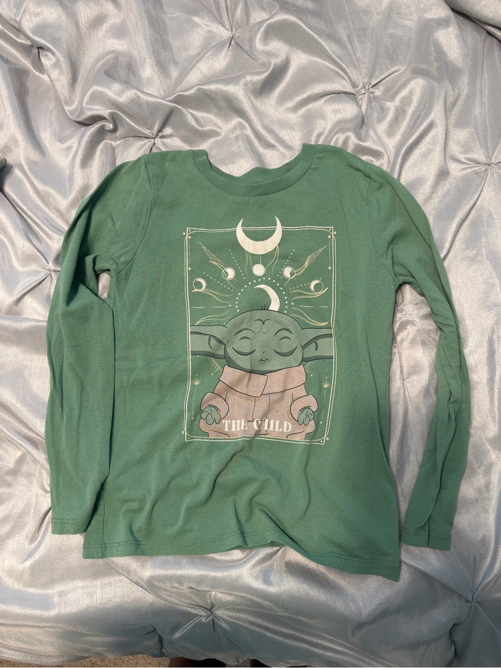 Kids Green Baby Yoda Long Sleeve Tee